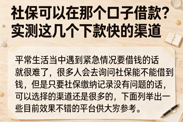 社保可以在那个口子借款？实测这几个下款快的渠道