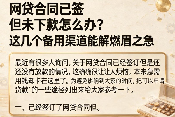 网贷合同已签但未下款怎么办？这几个备用渠道能解燃眉之急