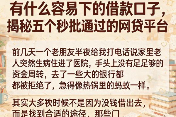 有什么容易下的借款口子，揭秘五个秒批通过的网贷平台