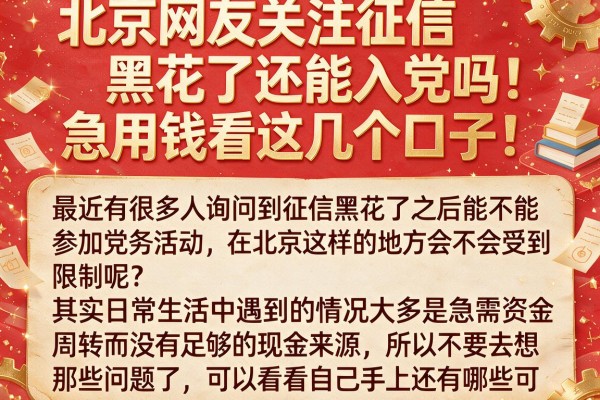 北京网友关注征信黑花了还能入党吗,急用钱看这几个口子