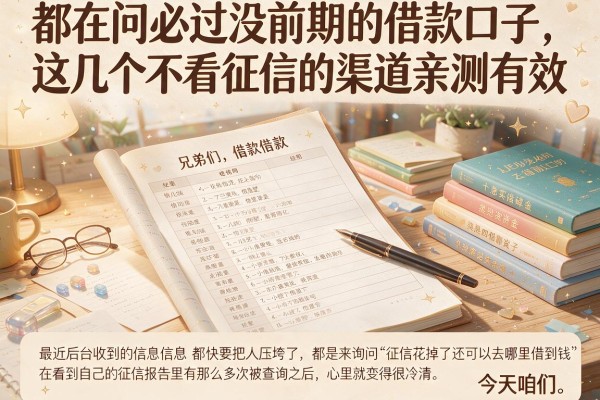 都在问必过没前期的借款口子，这几个不看征信的渠道亲测有效