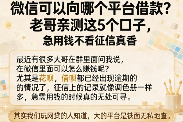 微信可以向哪个平台借款?老哥亲测这5个口子,急用钱不看征信真香