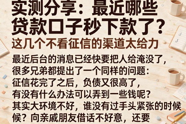 实测分享：最近哪些贷款口子秒下款了？这几个不看征信的渠道太给力