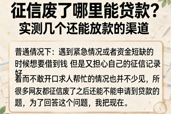 征信废了哪里能贷款？实测几个还能放款的渠道