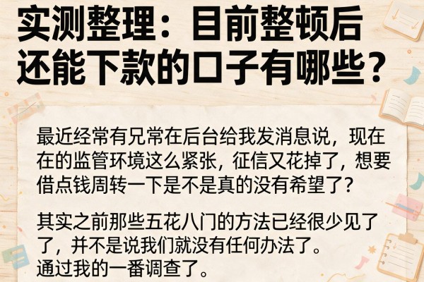 实测整理：目前整顿后还能下款的口子有哪些？这五个渠道亲测有效