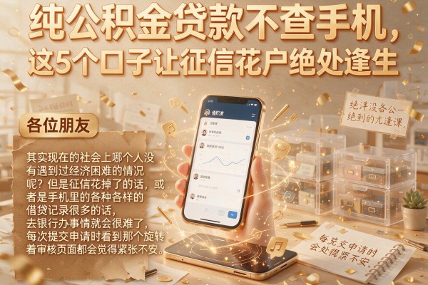 纯公积金贷款不查手机，这5个口子让征信花户绝处逢生