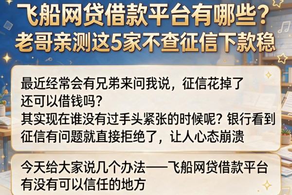飞船网贷借款平台有哪些？老哥亲测这5家不查征信下款稳
