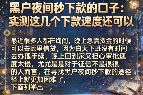黑户夜间秒下款的口子：实测这几个下款速度还可以