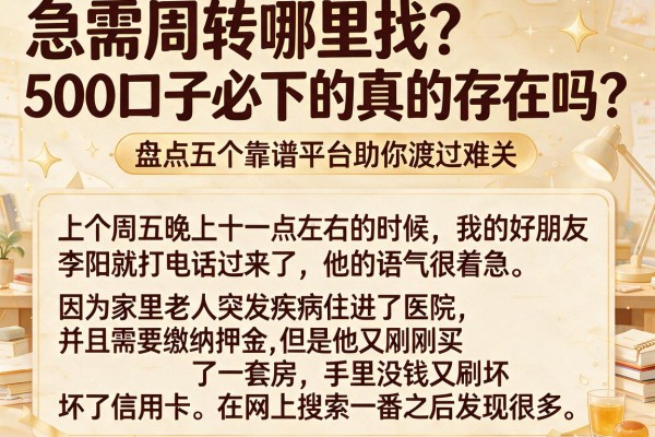 急需周转哪里找？500口子必下的真的存在吗？盘点五个靠谱平台助你渡过难关