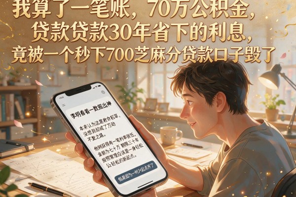 我算了一笔账，70万公积金贷款30年省下的利息，竟被一个秒下700芝麻分贷款口子毁了
