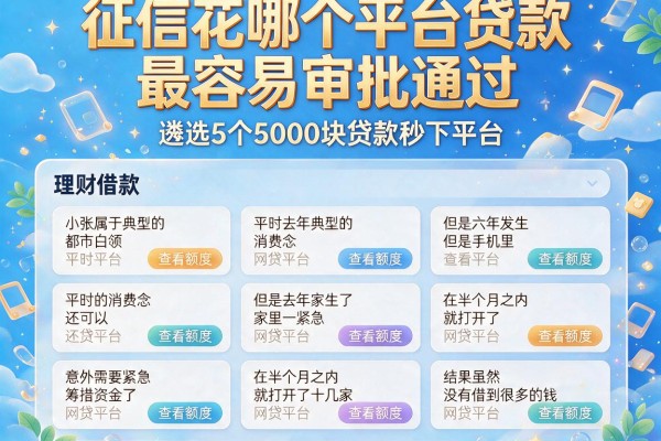 征信花哪个平台贷款最容易审批通过，遴选5个5000块贷款秒下平台