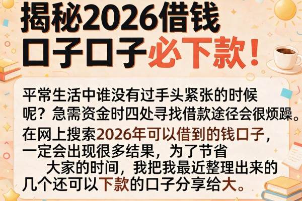 揭秘2026借钱口子必下款，这几个实测能下