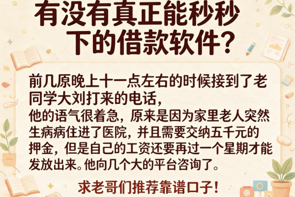 有没有真正能秒下的借款软件？求老哥们推荐靠谱口子！