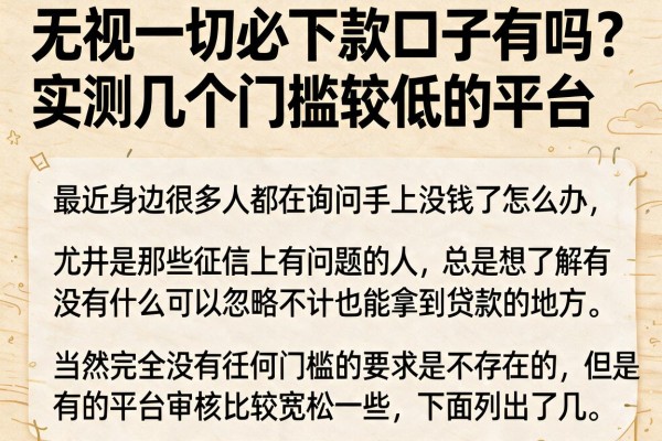 无视一切必下款口子有吗？实测几个门槛较低的平台