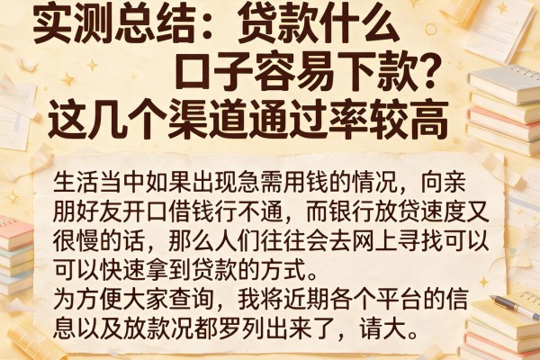 实测总结：贷款什么口子容易下款？这几个渠道通过率较高