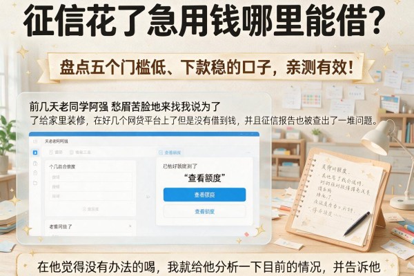 征信花了急用钱哪里能借？盘点五个门槛低、下款稳的口子，亲测有效！