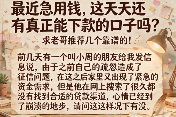 最近急用钱，这几天还有真正能下款的口子吗？求老哥推荐几个靠谱的！