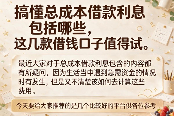 搞懂总成本借款利息包括哪些，这几款借钱口子值得试