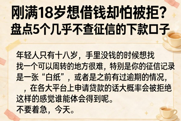 刚满18岁想借钱却怕被拒？盘点5个几乎不查征信的下款口子