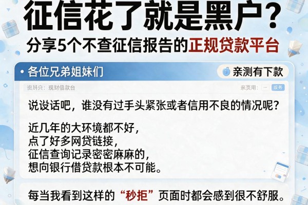 征信花了就是黑户？分享5个不查征信报告的正规贷款平台，亲测有下款