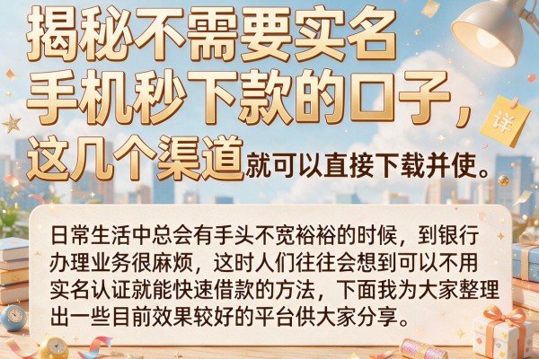 揭秘不需要实名手机秒下款的口子，这几个渠道审核快