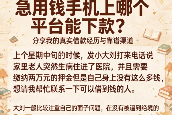 急用钱手机上哪个平台能下款？分享我的真实借款经历与靠谱渠道
