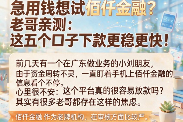 急用钱想试佰仟金融？老哥亲测：这五个口子下款更稳更快！