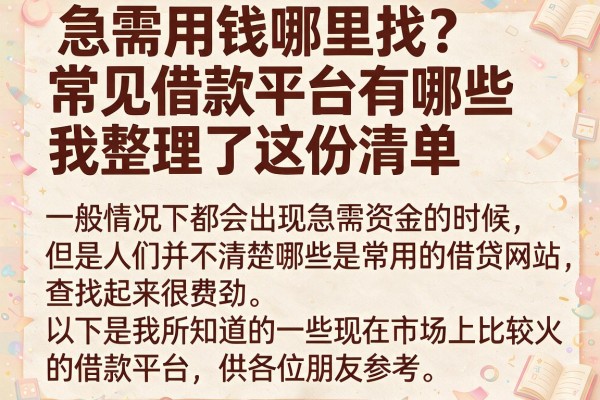 急需用钱哪里找？常见借款平台有哪些我整理了这份清单