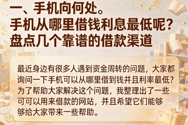 手机从哪里借钱利息最低呢？盘点几个靠谱的借款渠道