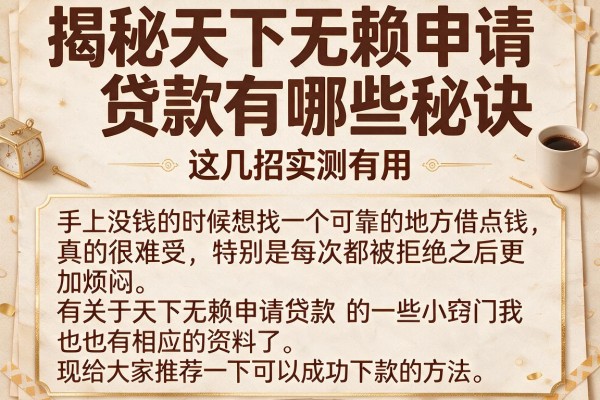 揭秘天下无赖申请贷款有哪些秘诀，这几招实测有用