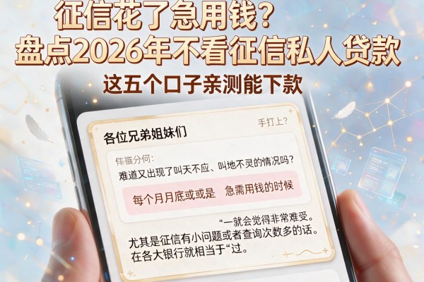 征信花了急用钱？盘点2026年不看征信私人贷款，这五个口子亲测能下款