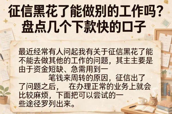 征信黑花了能做别的工作吗？盘点几个下款快的口子