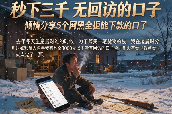秒下三千无回访的口子，倾情分享5个网黑全拒能下款的口子