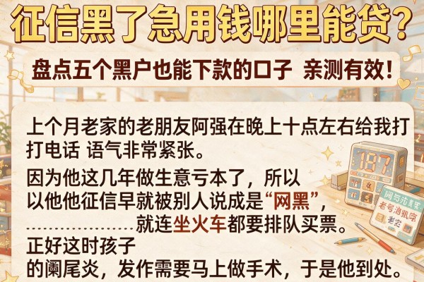 征信黑了急用钱哪里能贷？盘点五个黑户也能下款的口子，亲测有效！