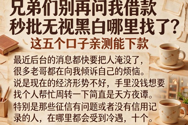 兄弟们别再问我借款秒批无视黑白哪里找了，这五个口子亲测能下款
