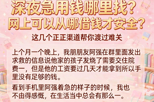 深夜急用钱哪里找？网上可以从哪借钱才安全？这几个正规渠道帮你渡过难关