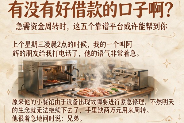 有没有好借款的口子啊？急需资金周转时，这五个靠谱平台或许能帮到你