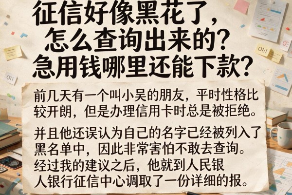 征信好像黑花了，怎么查询出来的？急用钱哪里还能下款？