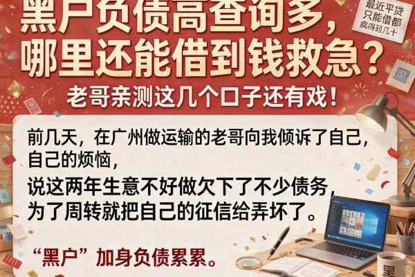 黑户负债高查询多，哪里还能借到钱救急？老哥亲测这几个口子还有戏！