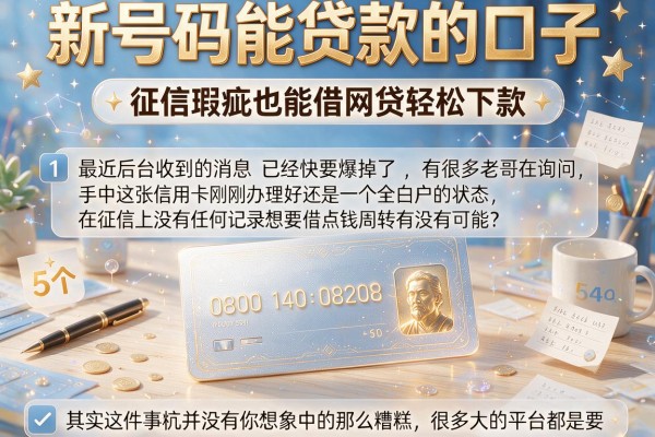 新号码能贷款的口子，罗列5个征信瑕疵也能借网贷轻松下款的软件