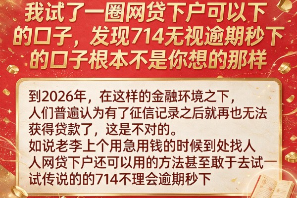 我试了一圈网贷下户可以下的口子，发现714无视逾期秒下的口子根本不是你想的那样