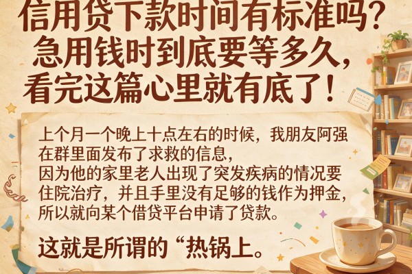 信用贷下款时间有标准吗？急用钱时到底要等多久，看完这篇心里就有底了！