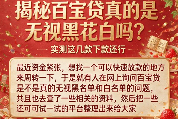揭秘百宝贷真的是无视黑花白吗?实测这几款下款还行