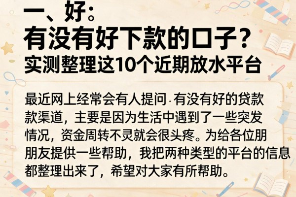 有没有好下款的口子？实测整理这10个近期放水平台