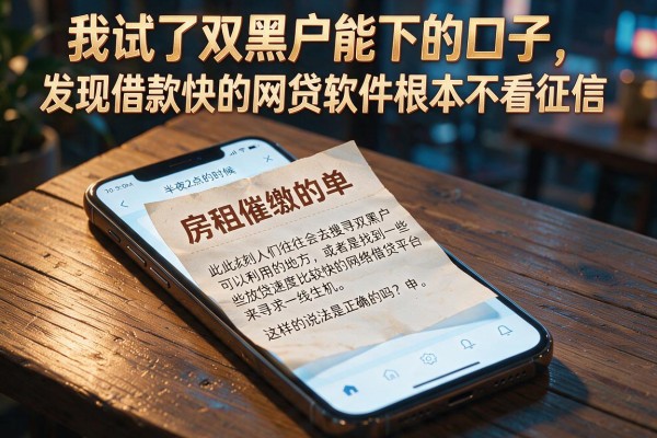 我试了双黑户能下的口子，发现借款快的网贷软件根本不看征信