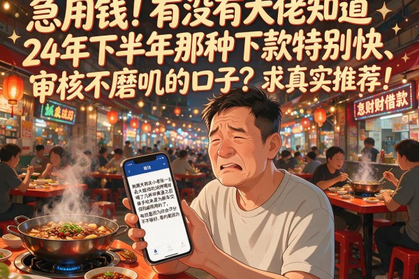 急用钱！有没有大佬知道24年下半年那种下款特别快、审核不磨叽的口子？求真实推荐！