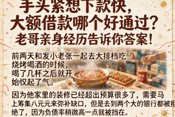 手头紧想下款快，大额借款哪个好通过？老哥亲身经历告诉你答案！