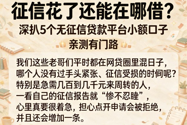征信花了还能在哪借？深扒5个无征信贷款平台小额口子，亲测有门路