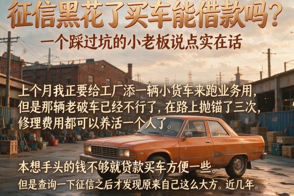 征信黑花了买车能借款吗？一个踩过坑的小老板说点实在话