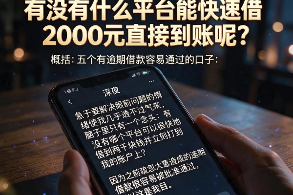 有没有什么平台能快速借2000元直接到账呢，概括五个有逾期借款容易通过的口子